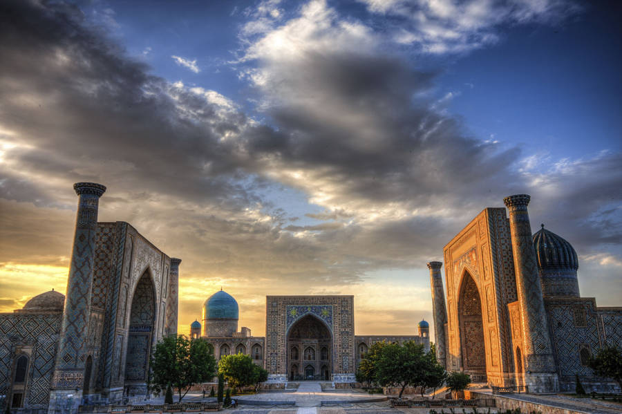 Storm Clouds Over Registan Square, Samarkand Wallpaper