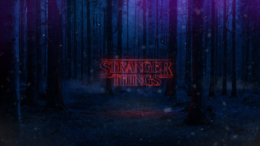 Stranger Things 4k Wordmark In Woods Wallpaper