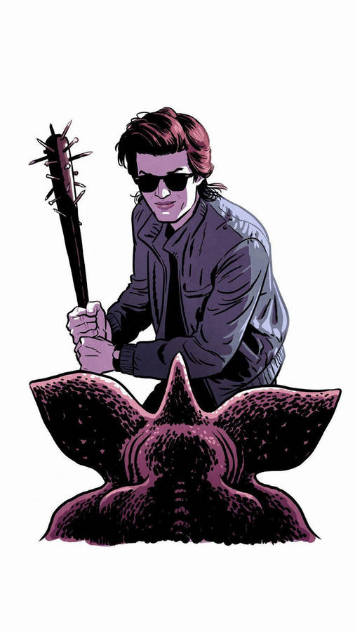 Stranger Things Steve Harrington Fighting Monster Wallpaper