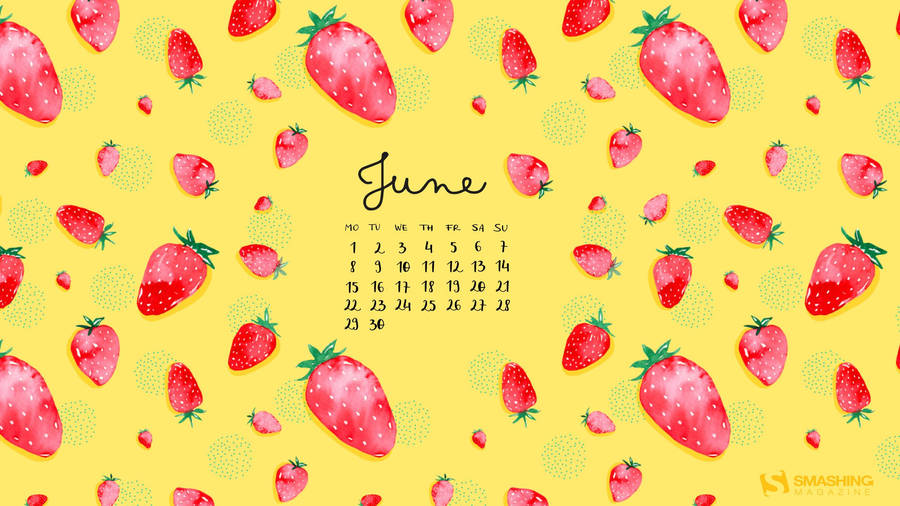 Strawberries June Calendar Wallpaper