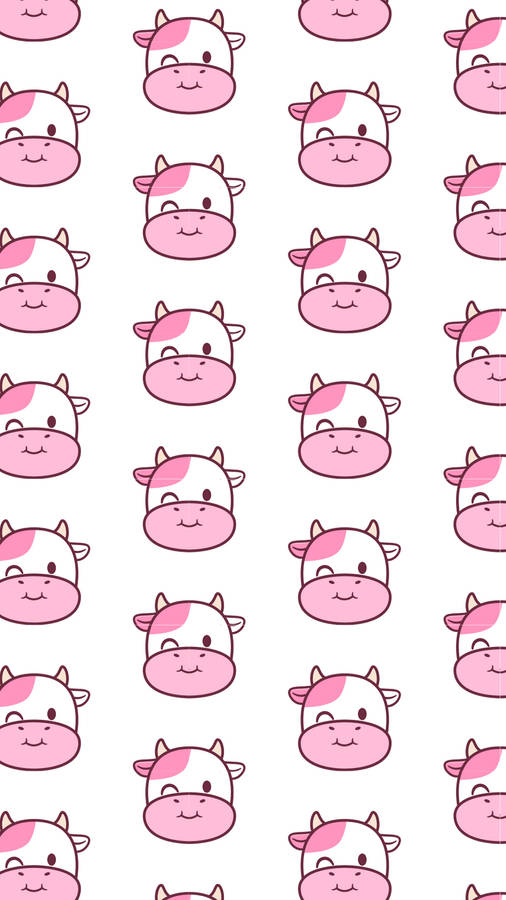 Strawberry Cow Winking Tiled Wallpaper