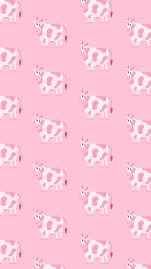 Strawberry Cow With Black Eyes Tiled Wallpaper