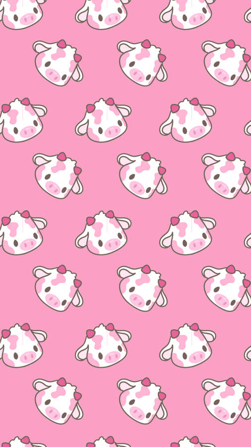 Strawberry Cow With Horns Tiled Wallpaper