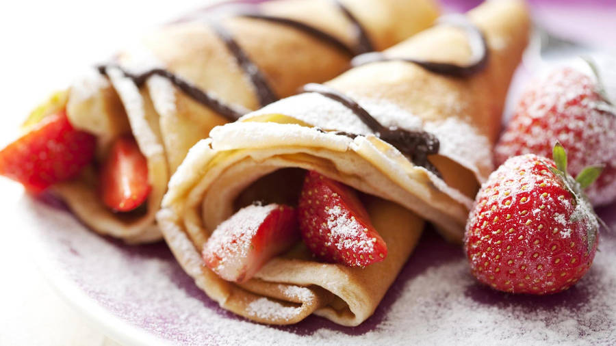 Strawberry Crepe Dessert Wallpaper