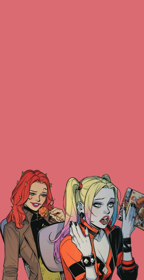 Striking Image Of Harley Quinn In Pink On Phone Wallpaper