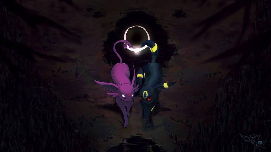 Strolling Espeon And Umbreon Wallpaper