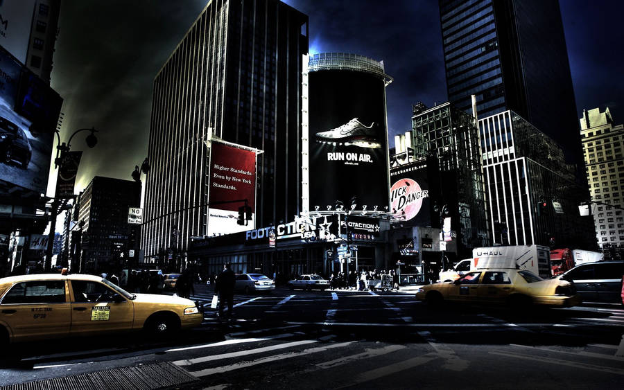 Strolling Through A Typical New York Street Wallpaper