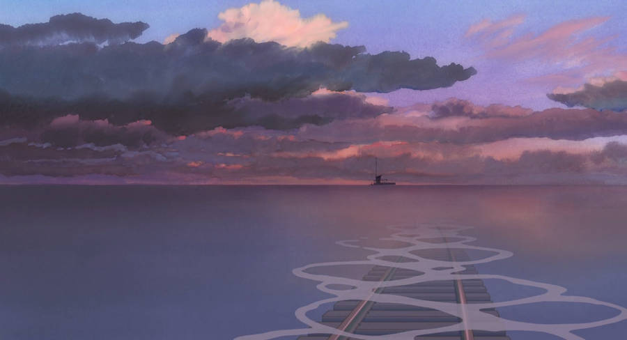 Studio Ghibli Desktop Sea Railway Wallpaper