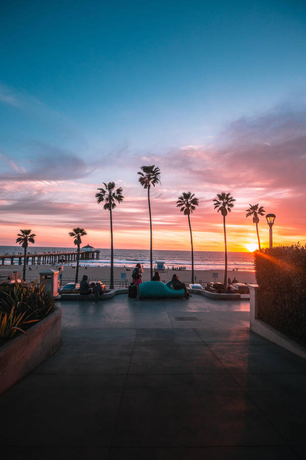 Stunning Beach Sunset Mobile Wallpaper