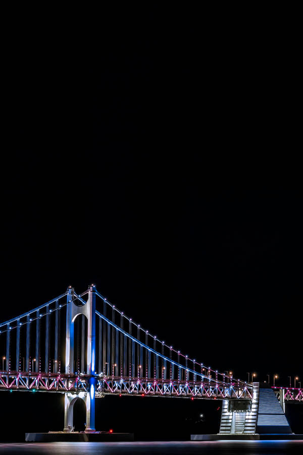 Stunning Cable Bridge Illumination In Busan Wallpaper