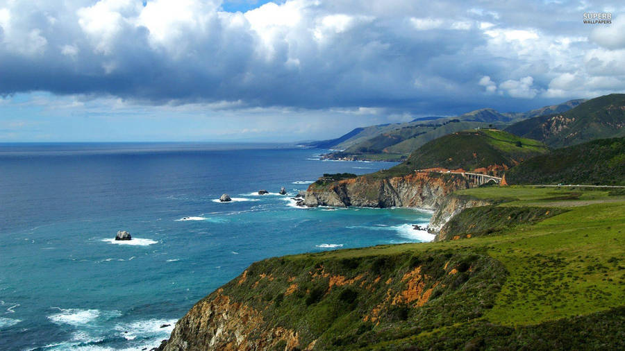 Stunning Cliffs Of Big Sur At Sunset Wallpaper