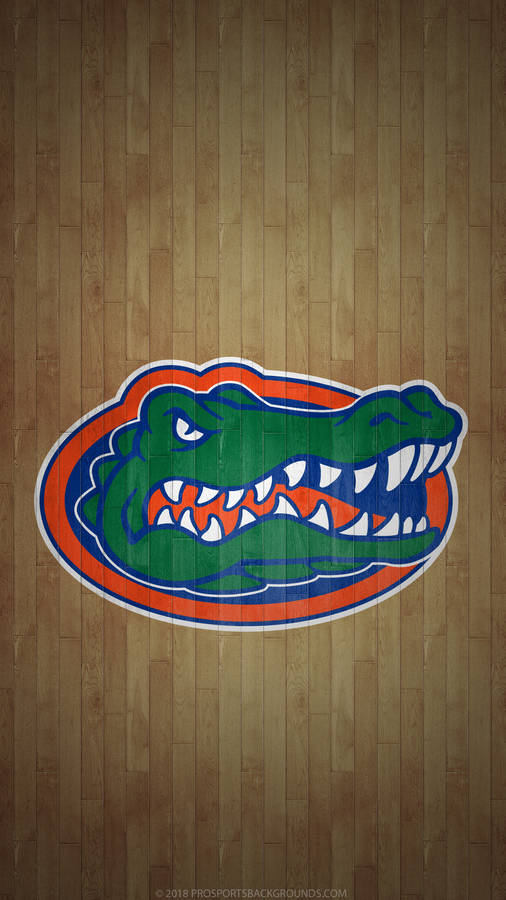 Stunning Florida Gators Logo On Wooden Basketball Court Wallpaper