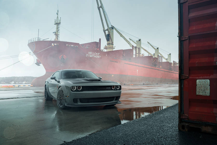 Stunning Gray Dodge Challenger Demon 4k Parked In An Urban Setting Wallpaper