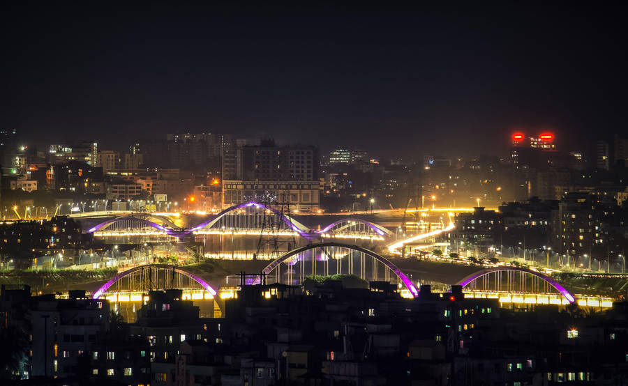 Stunning Night View Of Hatirjheel, Dhaka Wallpaper