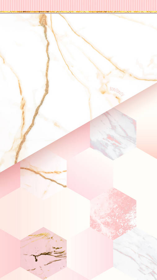 Stunning Pink Marble Texture With Embedded Hexagons Wallpaper