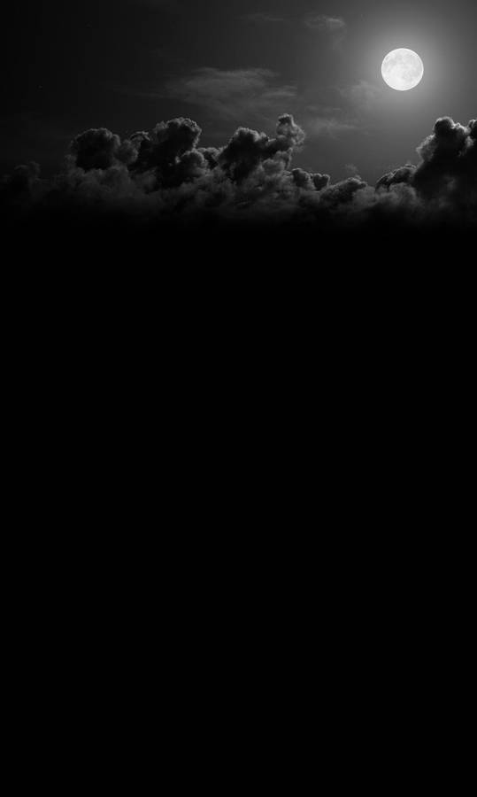 Stunning View Of A Full Moon Behind Gray Clouds On A Night Sky Wallpaper