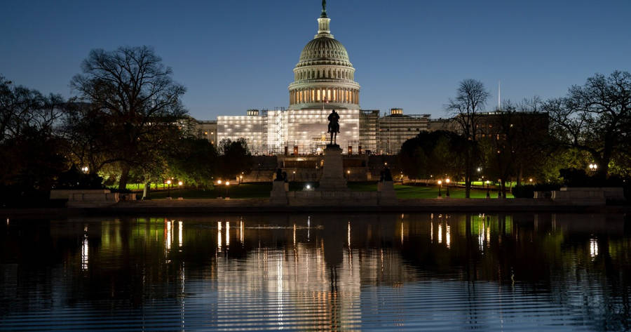 Stunning View Of Capitol Hill At Sunset Wallpaper