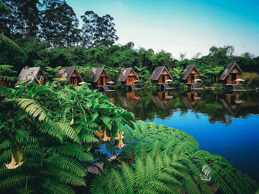 Stunning View Of The Tranquility Of Bandung's Dusun Bambu Wallpaper