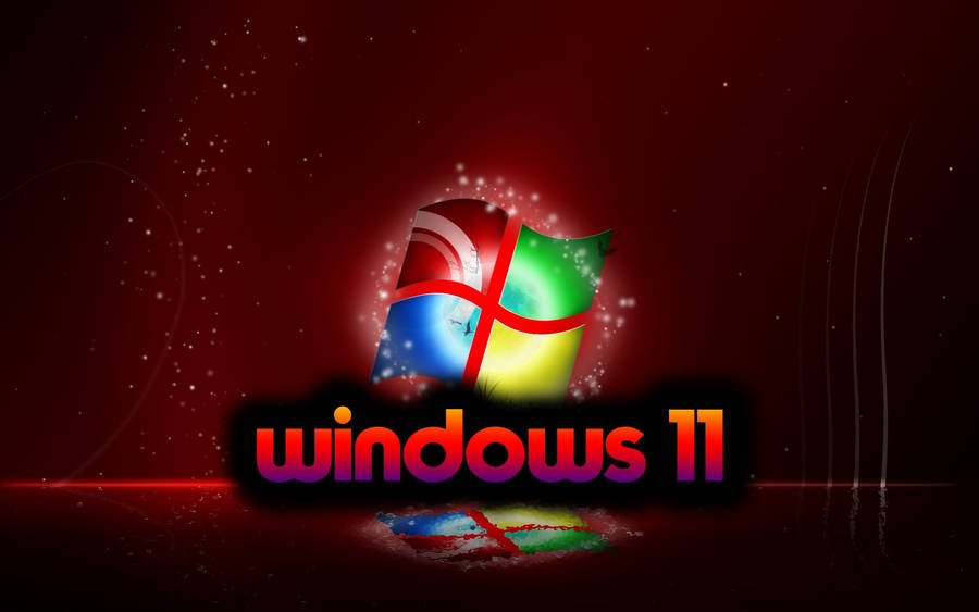 Stunning Windows 11 Dark Red Glow Theme Wallpaper