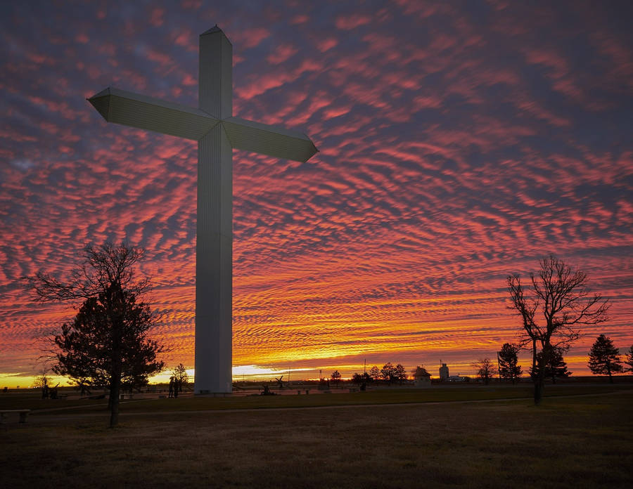 Stylish Christian Cross In Desert Wallpaper