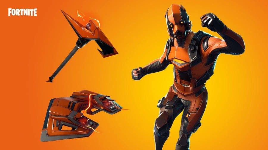 Stylish Orange Fortnite Skin Wallpaper