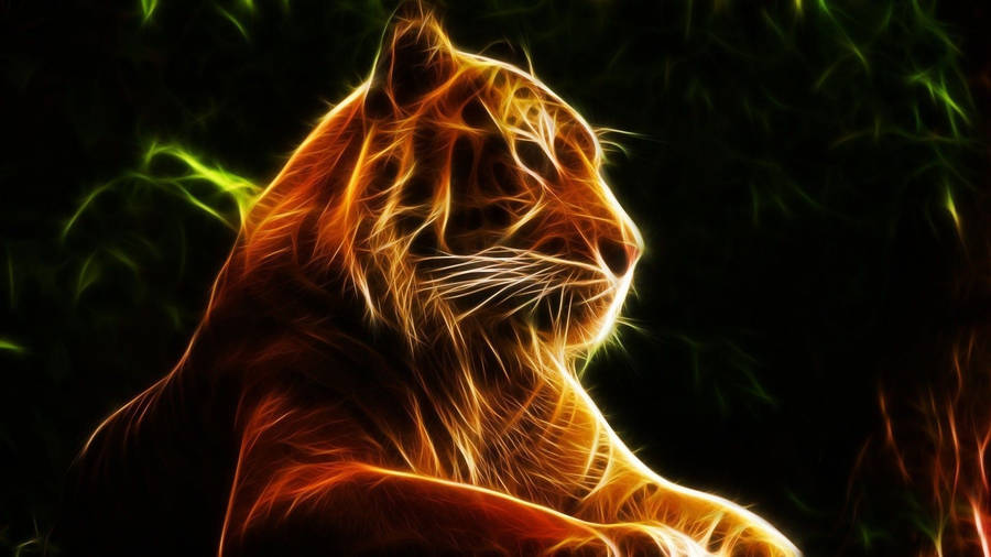 Stylish Resting Tiger Art Wallpaper