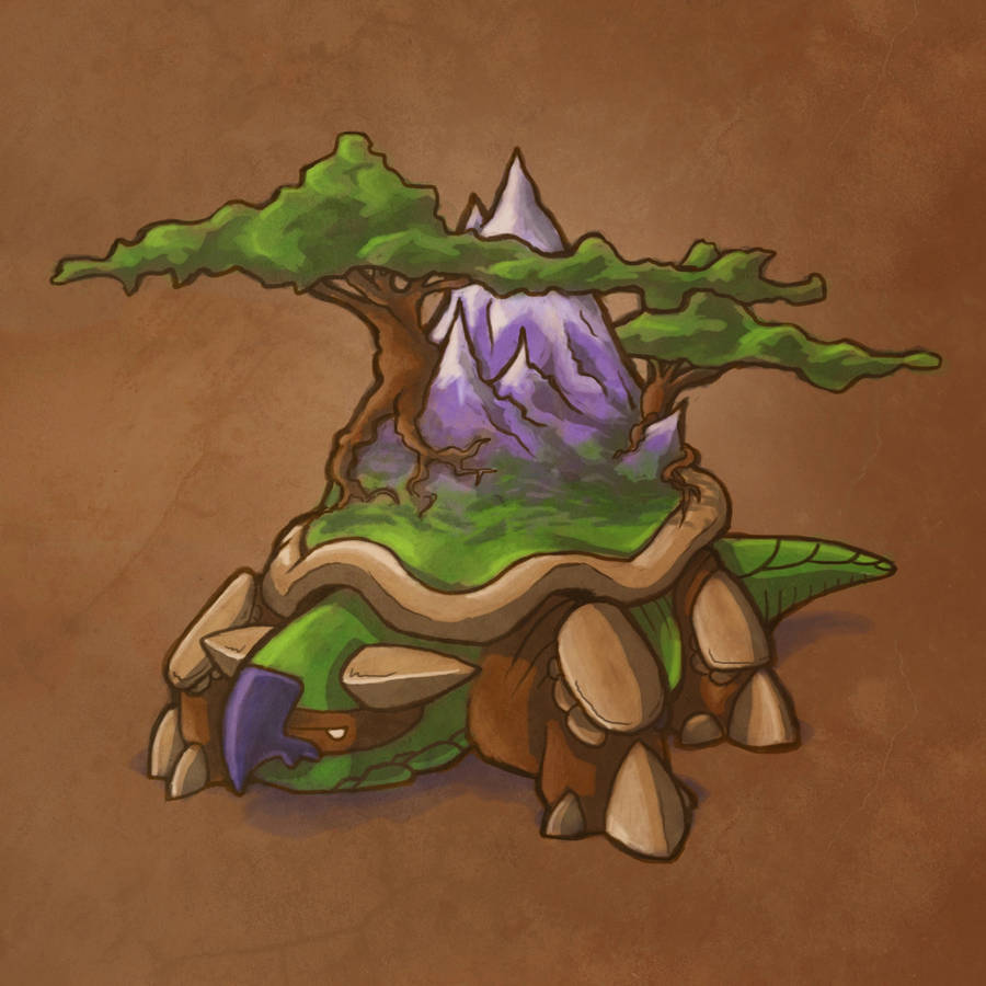 Stylized Torterra With Brown Backdrop Wallpaper