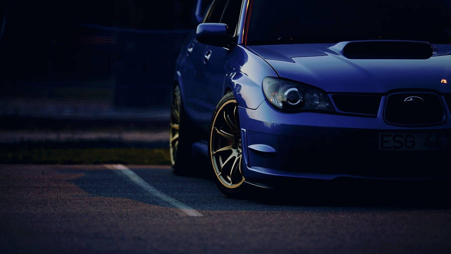 Subaru Impreza Gold Painted Rims Wallpaper