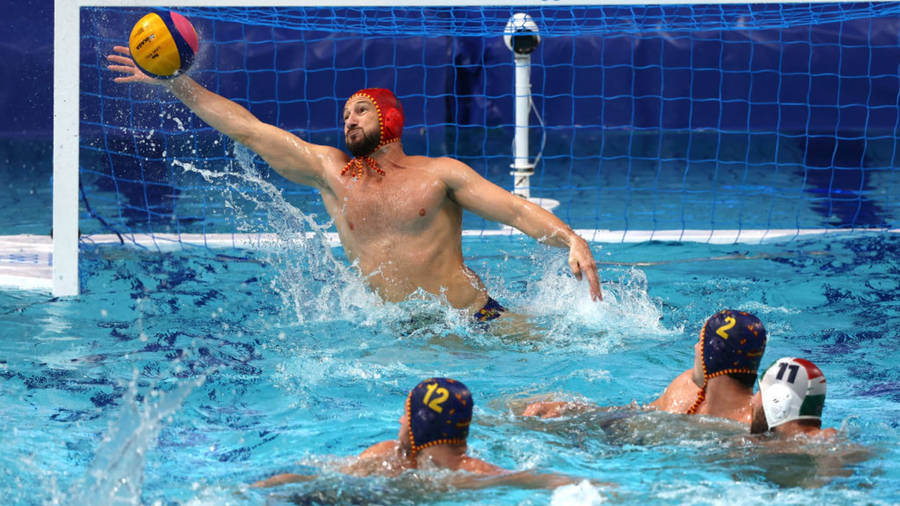 Successful Block In Water Polo Wallpaper