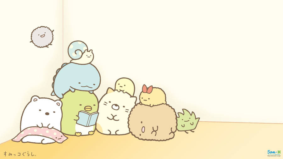 Sumikko Gurashi Characters Enjoying A Reading Session Wallpaper