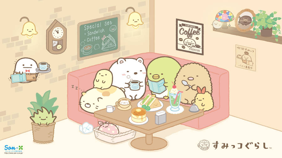 Sumikko Gurashi In A Café Wallpaper