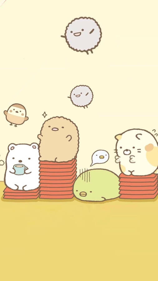 Sumikko Gurashi On Red Pillow Stack Wallpaper