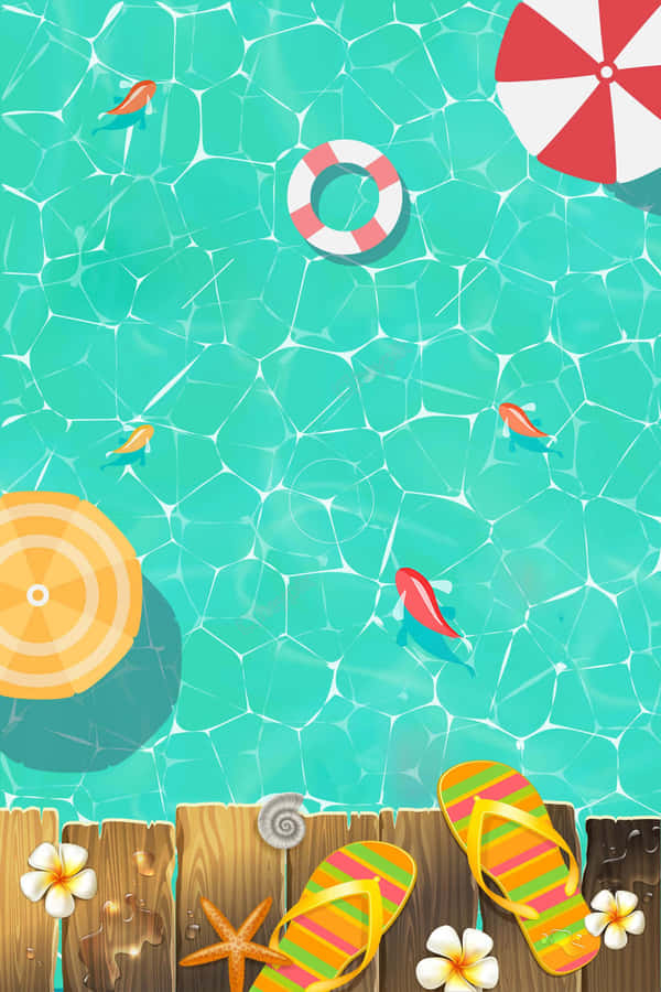 Summer Pool Party Illustration Wallpaper