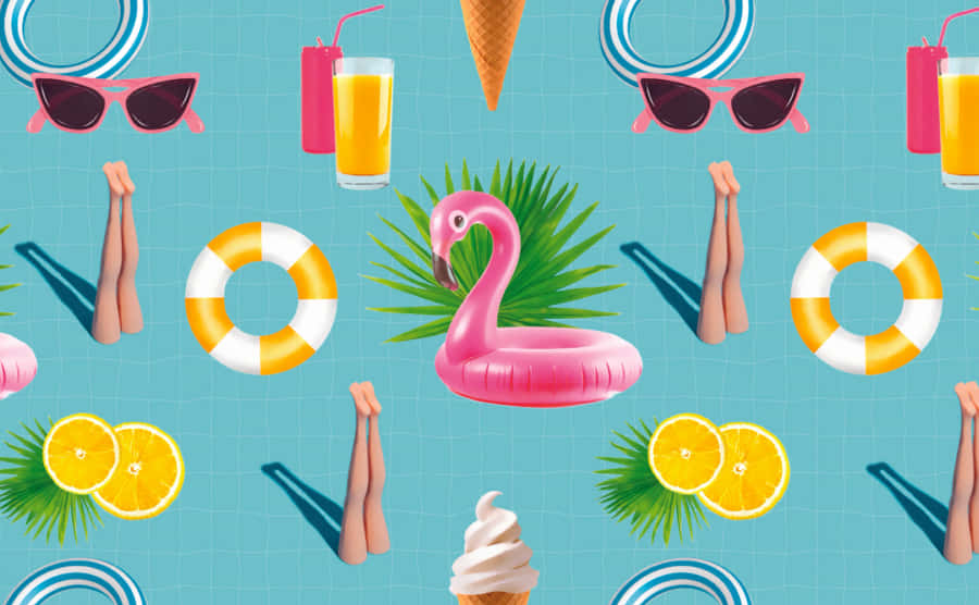 Summer Pool Party Pattern Wallpaper