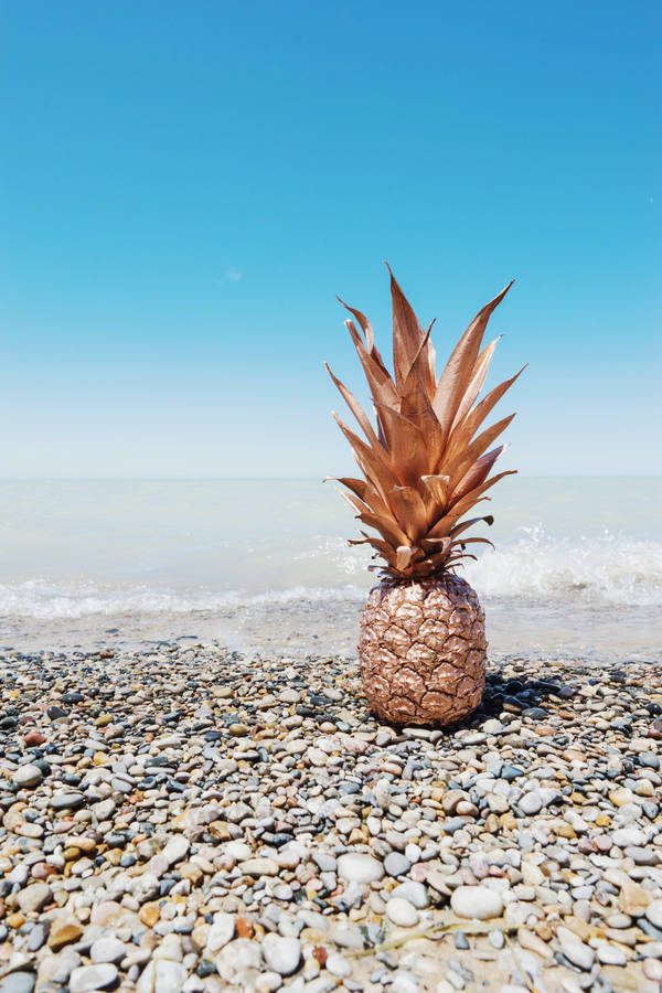 Summer Vibes Golden Pineapple Wallpaper