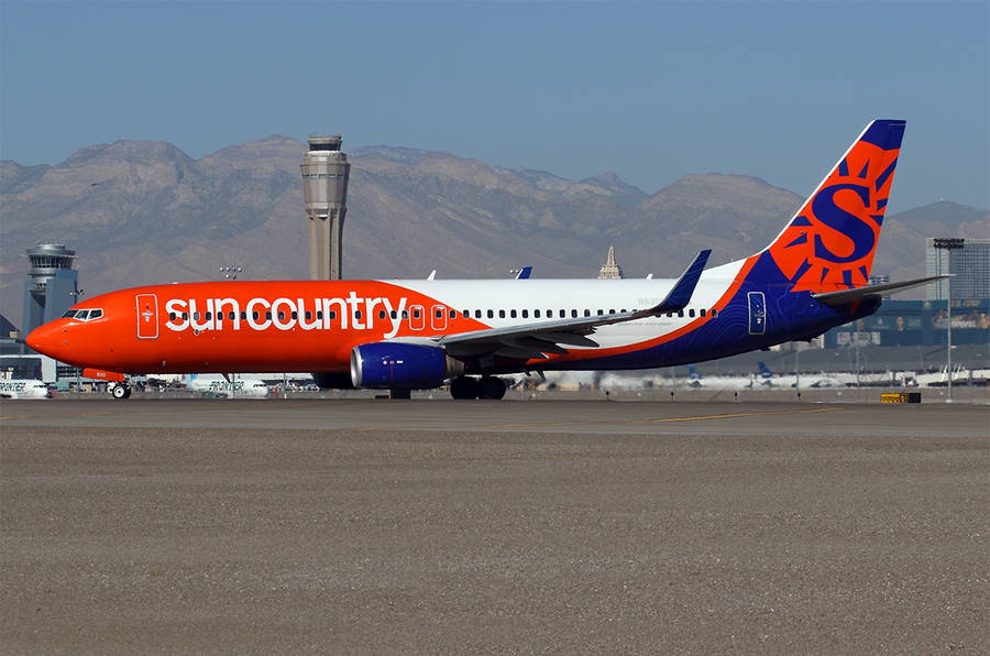 Sun Country Aircraft In Las Vegas Airport Wallpaper