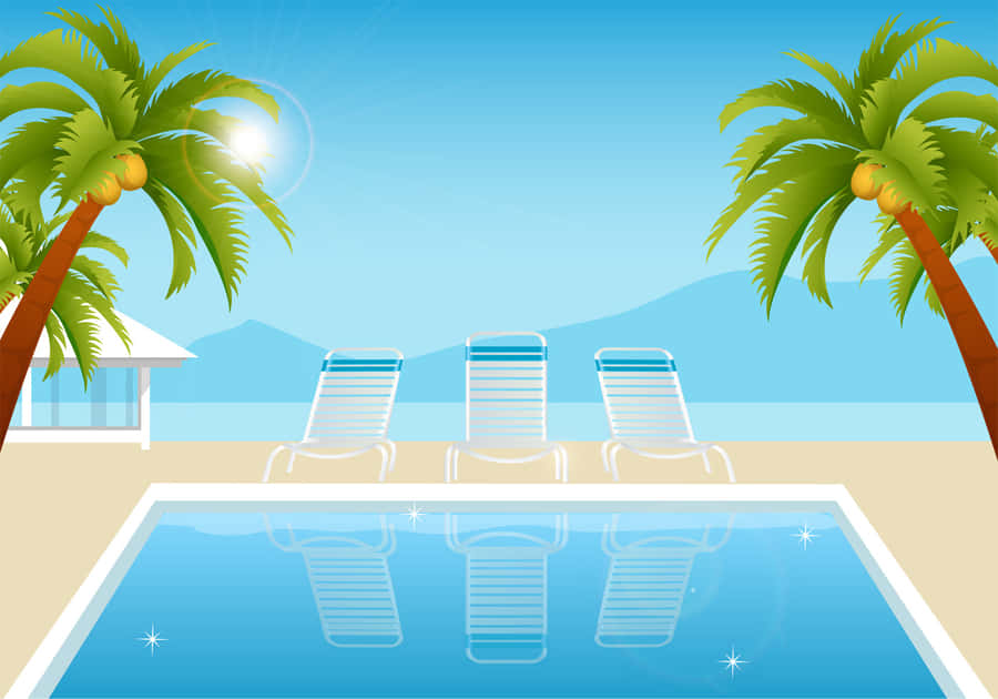 Sunny Poolside Relaxation Wallpaper