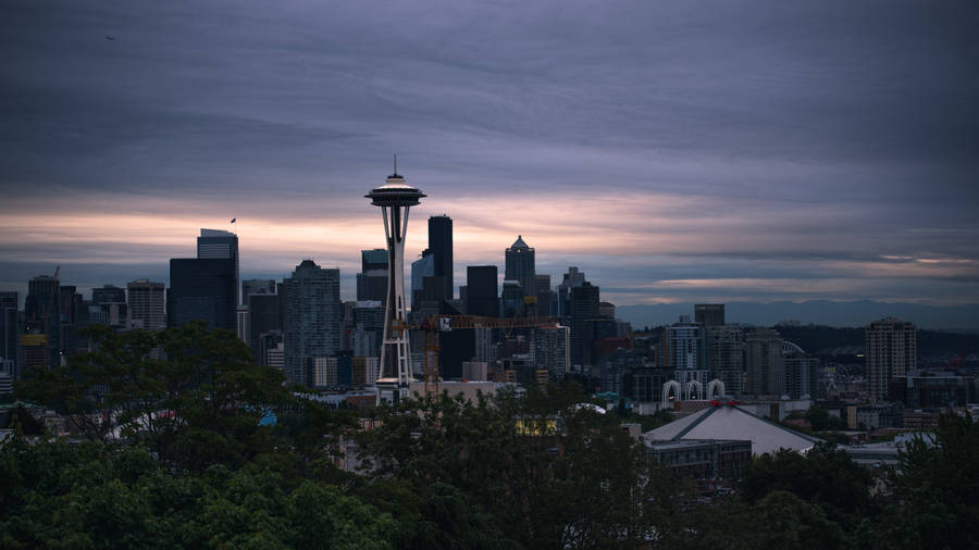 Sunrise Space Needle Seattle Skyline Washington Wallpaper