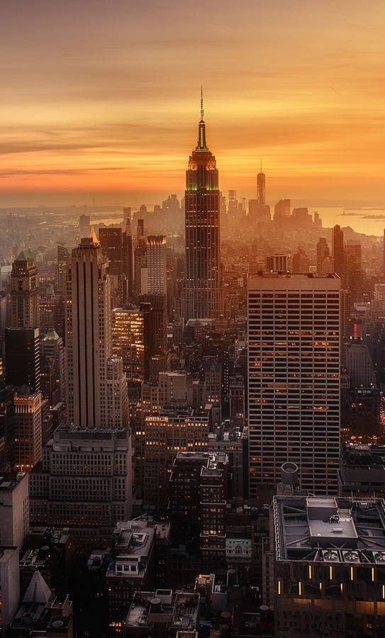 Sunset And Empire State New York Iphone Wallpaper