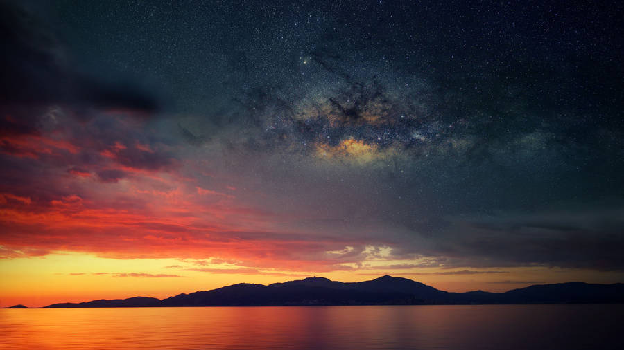 Sunset And Galaxy On Free Ipad Wallpaper