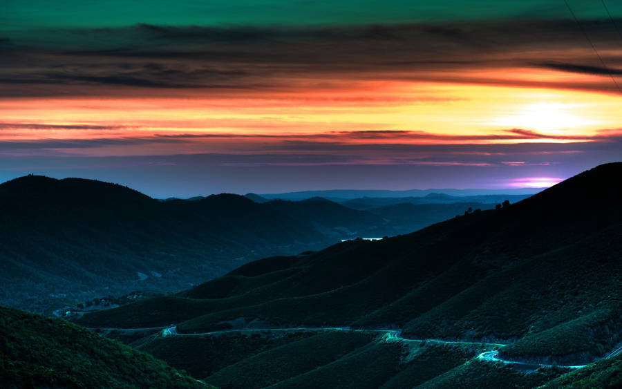 Sunset By The Hillside Wallpaper