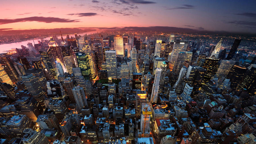 Sunset Cityscape New York Computer Wallpaper