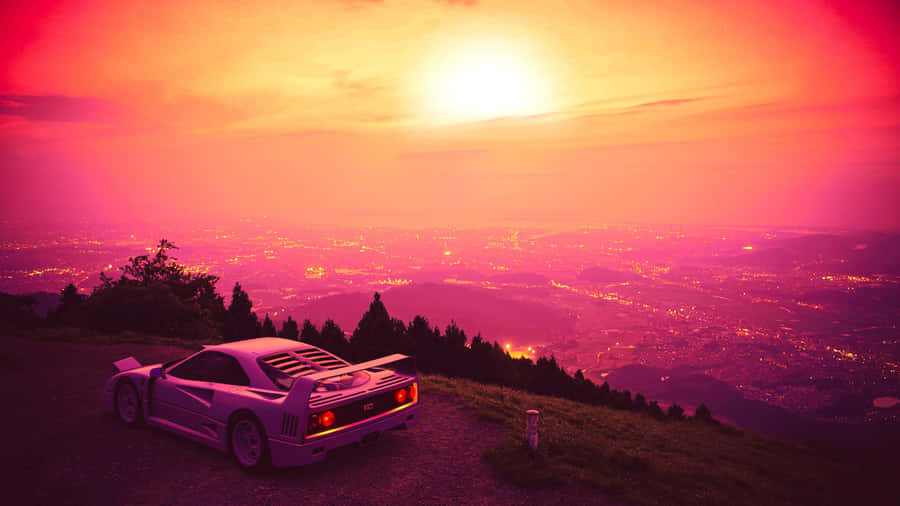 Sunset_ Drive_ Above_ Cityscape Wallpaper