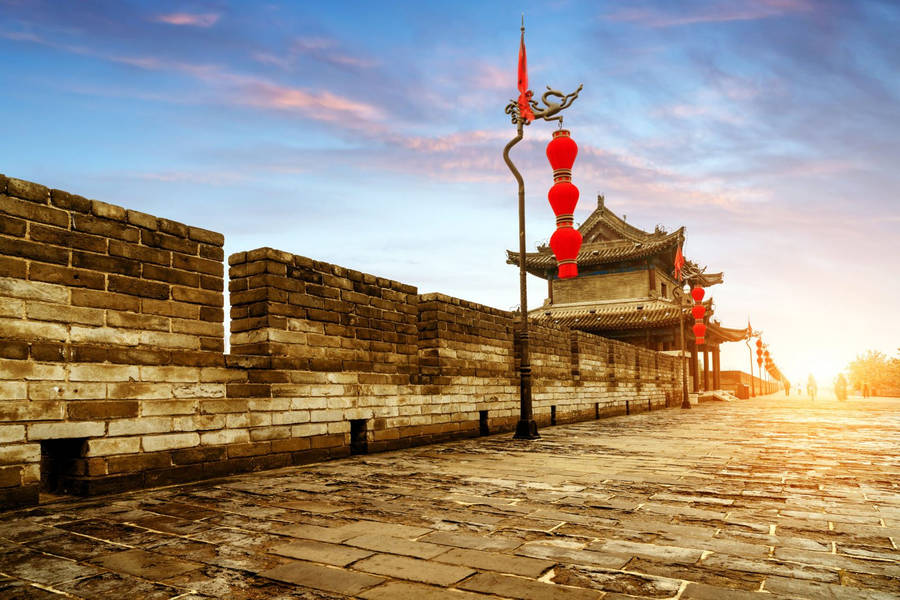 Sunset On Xian Wall Wallpaper