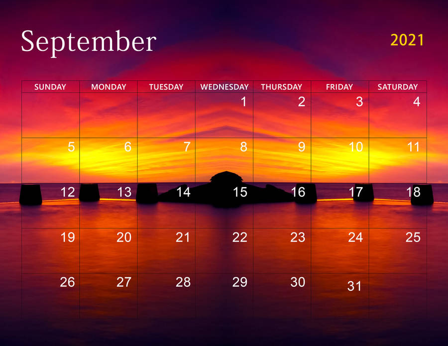 Sunset September Calendar 2021 Wallpaper