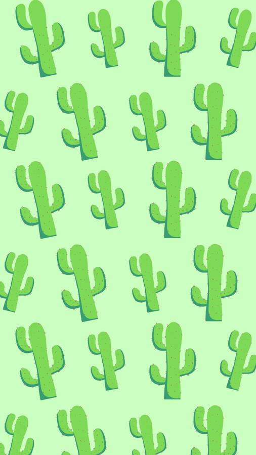 Super Light Green Cactus Pattern Design Wallpaper