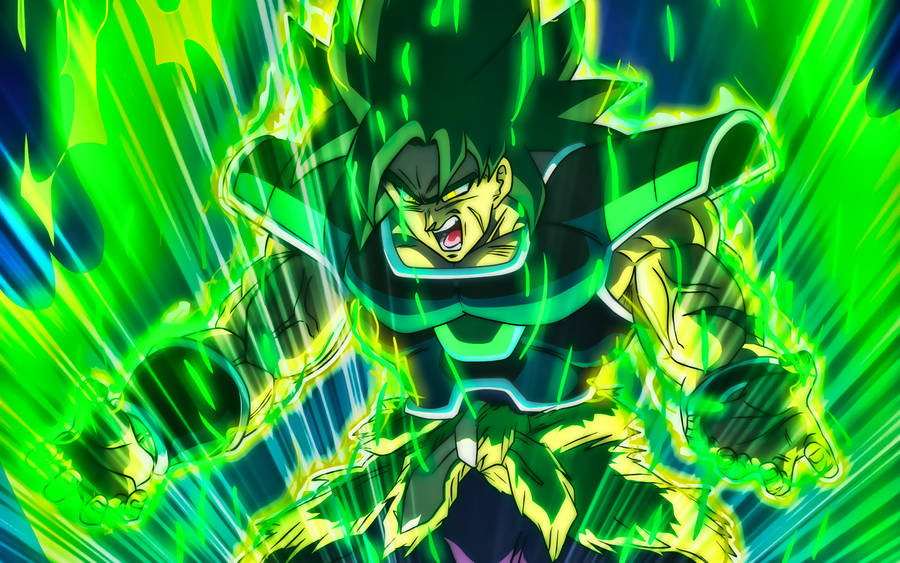 Super Saiyan Broly In Green Fire Wallpaper