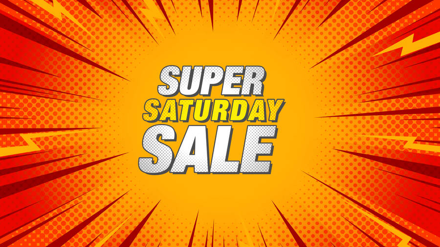 Super Saturday Sale In Comical Sun Rays Wallpaper