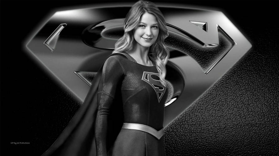 Supergirl And Logo Monochrome Wallpaper