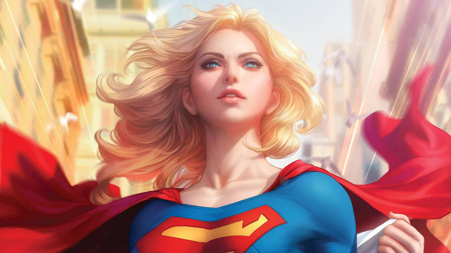 Supergirl Cartoon Portrait Wallpaper